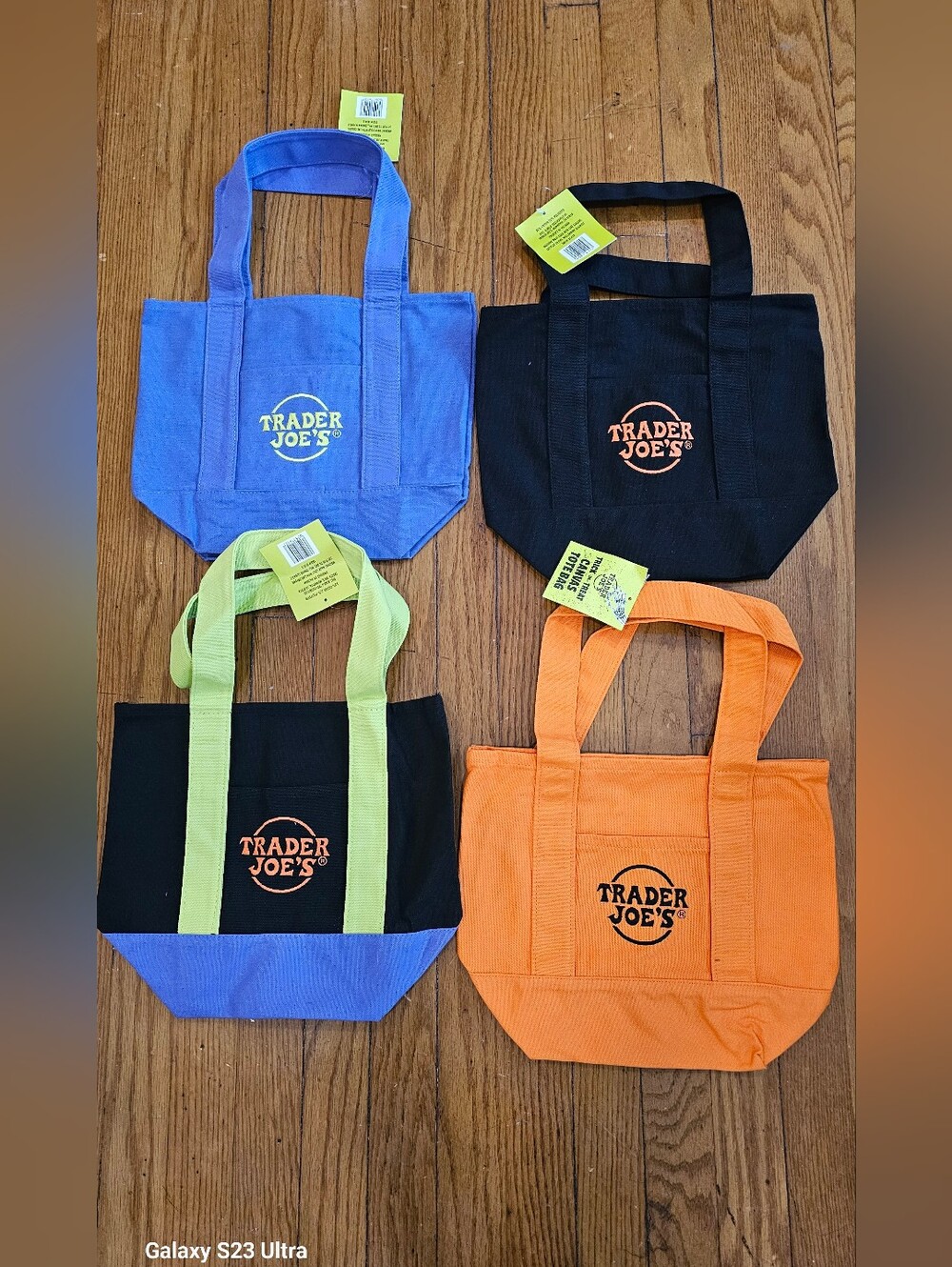 Canvas Tote Bag - Black, Blue, Orange, Lime